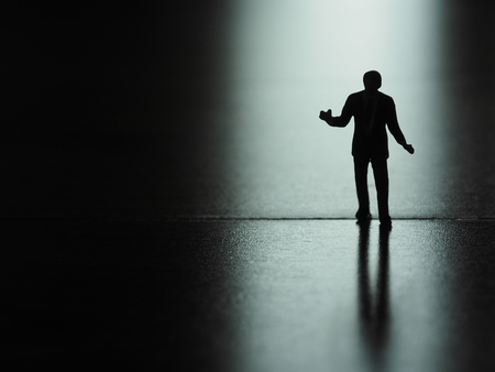 Miniature businessman silhouette, business and technology conceptの写真素材