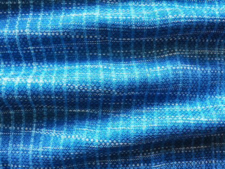 Close-up strip line blue indigo woven fabric pattern texture backgroundの写真素材