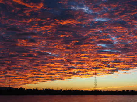 Sunrise and beautiful sky over the river.の写真素材