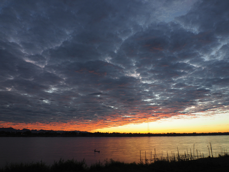 Sunrise and beautiful sky over the river.の写真素材