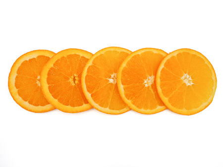 Fresh orange slice on white backgroundの写真素材