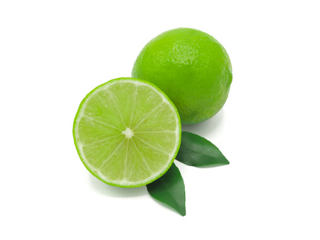 Fresh lime slice isolated on white backgroundの写真素材