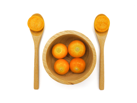 Fresh cape goosebery, physalis, on white backgroundの写真素材