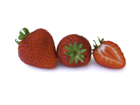 Fresh strawberry on wooden background, healthy food and diet.の写真素材