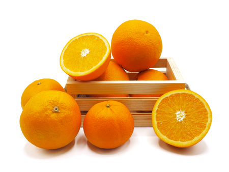 Fruits orange slice on white background.の写真素材