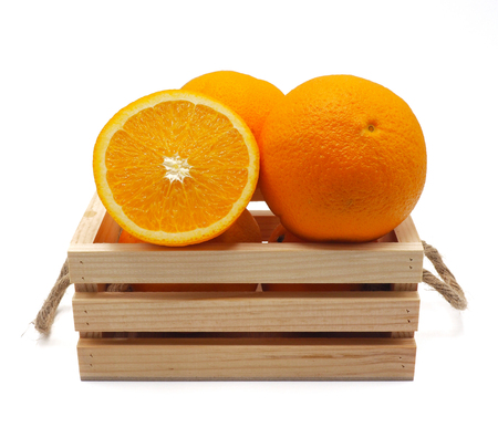 Fruits orange slice on white background.の写真素材