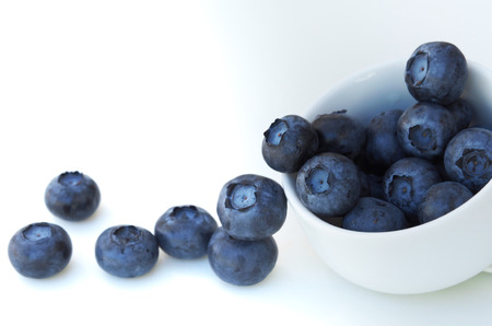 Fresh and sweet blueberry on white background, healthy fruit and diet.の写真素材