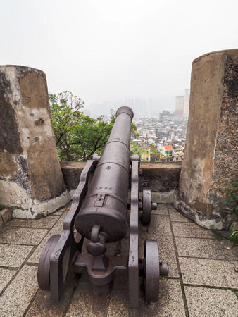 Old canon at Macao Fort, historic building in Macaoの写真素材