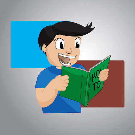 boy reading bookのイラスト素材