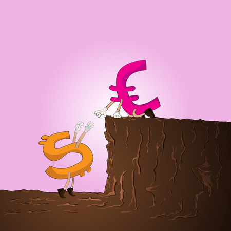 euro help usd by pull up from hillのイラスト素材