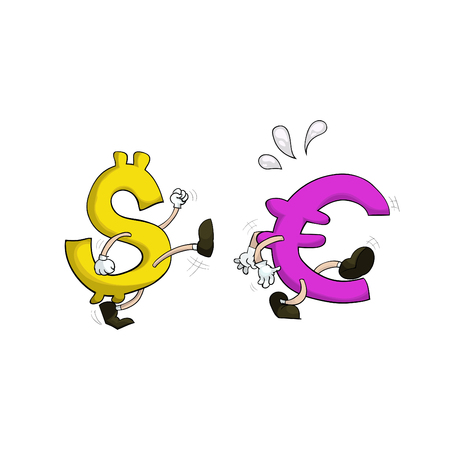 usd currency against euro currency cartoon forexのイラスト素材