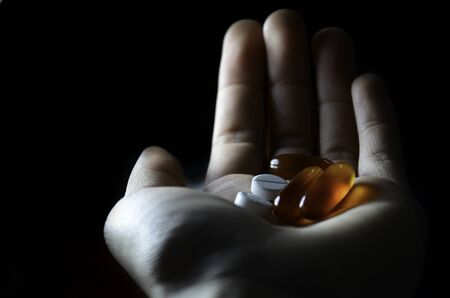 a hand with medicenesの写真素材