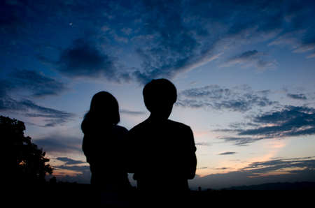 both man in silhouetteの写真素材