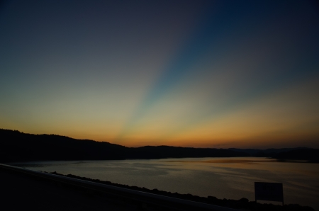 silhouette view of damの写真素材