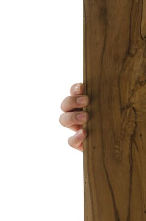 the hand take the woodの写真素材