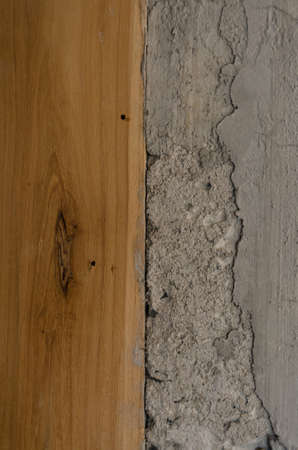difference of wooden wall and concrete wallの写真素材