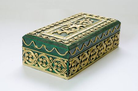 Thai wooden box with beautiful patternの写真素材