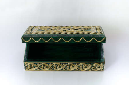Thai wooden box with beautiful patternの写真素材