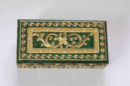 Thai wooden box with beautiful patternの写真素材