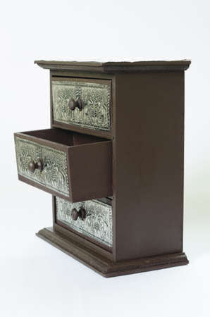 Thai silverware wooden drawer ,beautiful patternの写真素材
