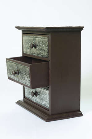 Thai silverware wooden drawer ,beautiful patternの写真素材