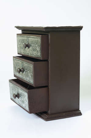 Thai silverware wooden drawer ,beautiful patternの写真素材