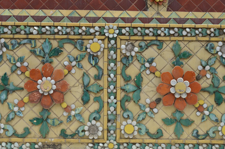 close up for texture of stupa,Wat Pho temple in Bangkok,Thailandの写真素材
