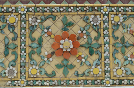 close up for texture of stupa,Wat Pho temple in Bangkok,Thailandの写真素材