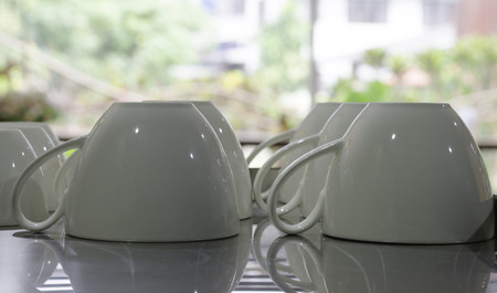 white coffee cups .soft focus for backgroundの写真素材