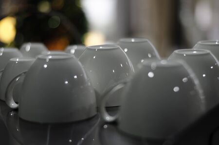 white coffee cups .soft focus for backgroundの写真素材