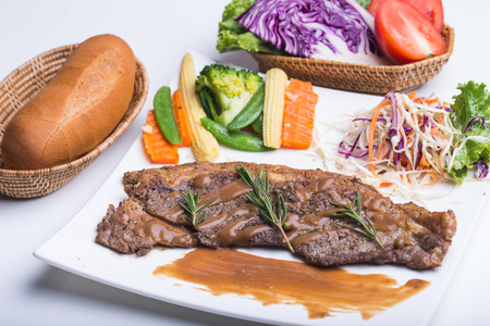 steak and sausagesの写真素材
