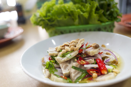 white pork sausage with banana blossom, Vietnam foodの写真素材