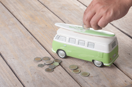 saving coins on vanの写真素材
