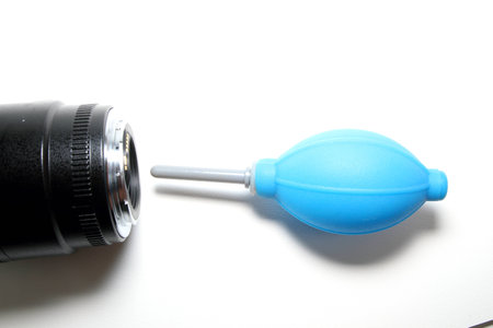 Rubber air blower for cleaning cameras and lensの写真素材