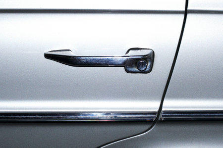  Abstract photo of car door handle and lockの写真素材