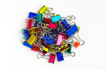 Paper clips on a white background 