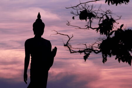 Buddha statue in the evening which is located at Phutthamonthon in Nakhon Pathom, Thailandの写真素材