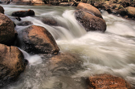 Long exposure photo of a waterfallの写真素材