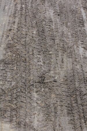 Wheel marks in muddy roads