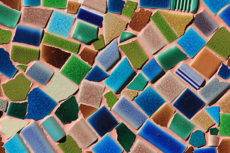 Multicolored tiles on the temple wall