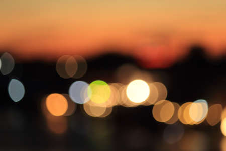 Bokeh lights at nightの写真素材
