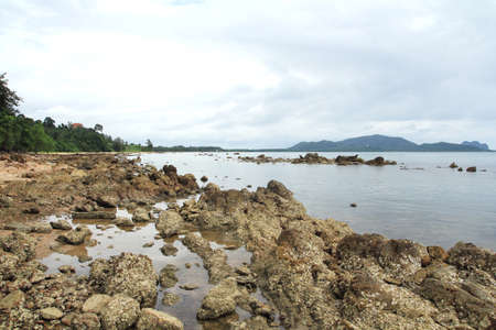 rocky beach and seaの写真素材