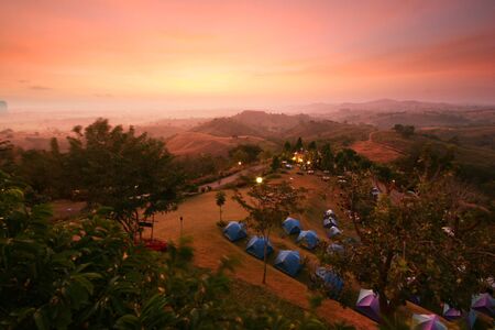 camping on the mountainの写真素材