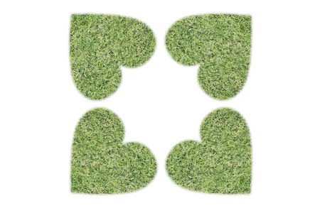 4 green heart on the white backgroundの写真素材