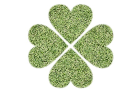 4 green heart on the white backgroundの写真素材