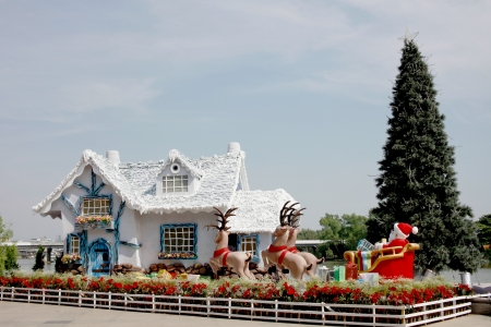 the christmas home near the riverの写真素材