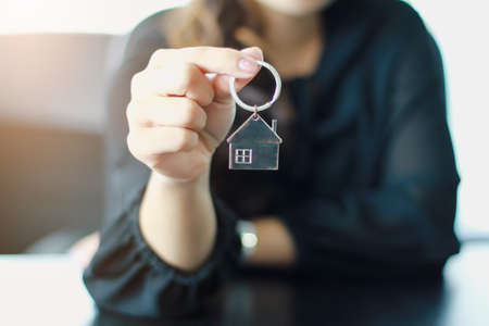 Realtor agent buying selling renting real estate property. The concept of buying and selling real estate.の写真素材