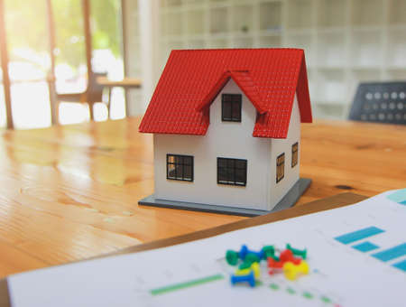 Real estate planning and financial investment risk prevention, prevent the risk of the house.plan and strategy in business.の写真素材