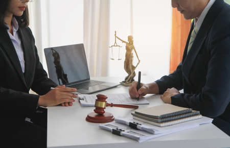 Law, Consultation, Agreement, Contract, Lawyers advice on litigation matters and sign contracts as lawyers to accept complaints for clients. Concept Attorney.の写真素材