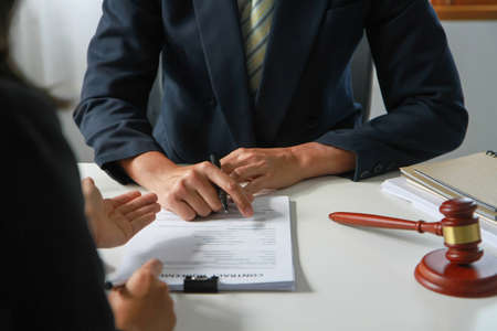 Law, Consultation, Agreement, Contract, Lawyers advice on litigation matters and sign contracts as lawyers to accept complaints for clients. Concept Attorney.の写真素材